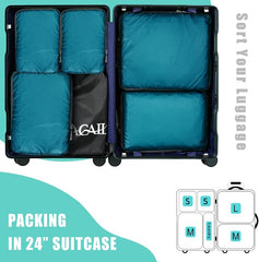6 Set  30D Ultralight Compression Packing Cubes Packing Organizer with Shoe Bag for Travel Accessories Luggage suitcase backpack Bagail STORAGE_BAG