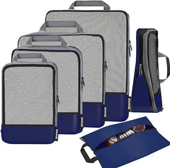 6 Set Compression Packing Cubes Travel Accessories Expandable Packing Organizers Bagail Navy