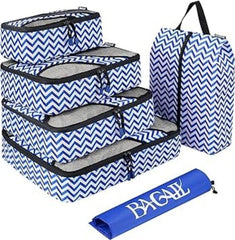 6 Set Packing Cubes,Travel Luggage Packing Organizers with Laundry Bag BAGAIL STORAGE_BAG Wave pattern