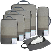 BAGAIL 4 Set Compression Packing Cubes for Travel, Compressible Packing Organizers Travel Accessories for Luggage Suitcase(4 Set, Grey) BAGAIL STORAGE_BAG 4-Grey / 4 Set