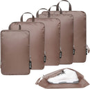 BAGAIL 6 Set 70D Ultralight Compression Packing Cubes Packing Organizer with Shoe Bag for Travel Accessories Luggage Suitcase Backpack Bagail STORAGE_BAG Brown