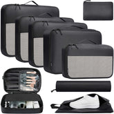 BAGAIL 8 Set/9 Set Packing Cubes Luggage Packing Organizer for Travel, Suitcase Packing Bags for Travel Accessories(Black, 8 Set) Bagail STORAGE_BAG 8-Black / 8 Set
