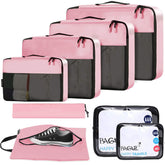 BAGAIL 8 Set/9 Set Packing Cubes Luggage Packing Organizer for Travel, Suitcase Packing Bags for Travel Accessories(Pink, 8 Set) Bagail STORAGE_BAG Pink / 8 Set
