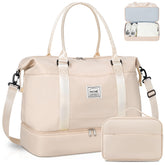 BAGAIL Travel Duffel Bag, Weekender Bags for Women, Overnight Gym Carry On Tote Bag with Wet Pocket, Hospital Mom Bag for Labor and Delivery - Extra Large Set, Beige Diyouth DUFFEL_BAG A-Beige / Travel Bag Upgraded + Toiletry Bag
