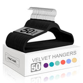 BAGAIL Velvet Hangers 50 Pack, Non Slip 360 Degree Swivel Hook Strong and Durable Clothes Hangers for Coats, Suit, Shirt Dress, Pants & Dress Clothes(Black, 50 Pack) BAGAIL CLOTHES_HANGER Black / 50 Pack