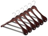 BAGAIL Wooden Hangers with Non-Slip Pants Bar, Smooth Finish Suit Hanger, Wide Shoulder and 360 Swivel Hook, Heavy Duty Coat and Jacket Hangers (6 Pack, Walnut) BAGAIL CLOTHES_HANGER Walnut / 6 Pack
