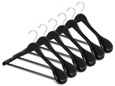 BAGAIL Wooden Hangers with Non-Slip Pants Bar, Smooth Finish Suit Hangers, Wide Shoulder and 360°Swivel Hook, Heavy Duty Coat Hangers for Jackets, Pants (6Pack, Black) BAGAIL CLOTHES_HANGER Black / 6 Pack