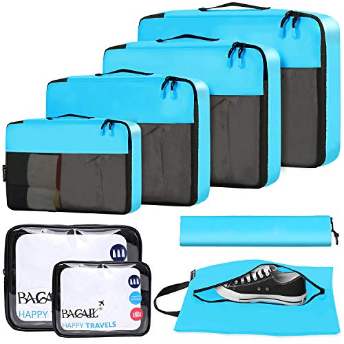 BAGAIL 8 Set Packing Cubes Luggage Packing Organizers for Travel Accessories BAGAIL STORAGE_BAG 8 Set Black