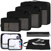 BAGAIL 8 Set Packing Cubes Luggage Packing Organizers for Travel Accessories BAGAIL STORAGE_BAG 8 Set Black