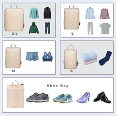 BAGAIL 4 Set/6 Set Ultralight Compression Packing Cubes Packing Organizer for Travel Accessories Luggage Suitcase Backpack(70D FullMesh 6Set Black)