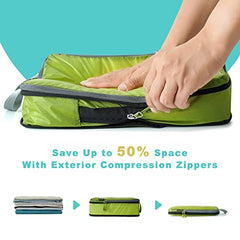 BAGAIL 4 Set/6 Set Ultralight Compression Packing Cubes Packing Organizer for Travel Accessories Luggage Suitcase Backpack(70D FullMesh 6Set Black)