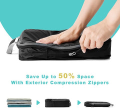 6 Set  30D Ultralight Compression Packing Cubes Packing Organizer with Shoe Bag for Travel Accessories Luggage suitcase backpack Bagail STORAGE_BAG