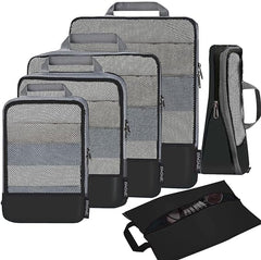 6 Set Compression Packing Cubes Travel Accessories Expandable Packing Organizers Bagail Black