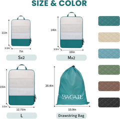 6 Set Ultralight 70D Compression Packing Cubes with Laundry Bag Bagail