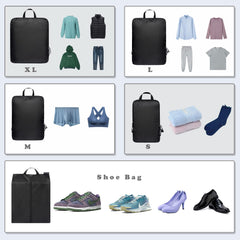 BAGAIL 4 Set/6 Set Ultralight Compression Packing Cubes Packing Organizer for Travel Accessories Luggage Suitcase Backpack(70D FullMesh 6Set Black)