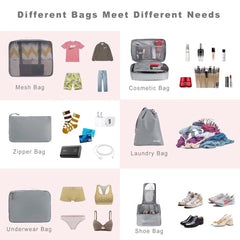 BAGAIL 6 Set Packing Cubes Luggage Packing Organizers for Travel Accessories (Beige)