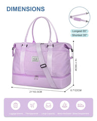 BAGAIL Travel Duffel Bag, Weekender Bags for Women, Overnight Gym Carry On Tote Bag with Wet Pocket, Hospital Mom Bag for Labor and Delivery - Extra Large Set, Beige