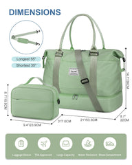 BAGAIL Travel Duffel Bag, Weekender Bags for Women, Overnight Gym Carry On Tote Bag with Wet Pocket, Hospital Mom Bag for Labor and Delivery - Extra Large Set, Beige