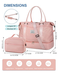 BAGAIL Travel Duffel Bag, Weekender Bags for Women, Overnight Gym Carry On Tote Bag with Wet Pocket, Hospital Mom Bag for Labor and Delivery - Extra Large Set, Beige