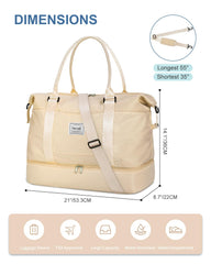 BAGAIL Travel Duffel Bag, Weekender Bags for Women, Overnight Gym Carry On Tote Bag with Wet Pocket, Hospital Mom Bag for Labor and Delivery - Extra Large Set, Beige