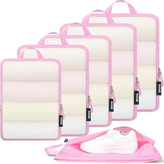 BAGAIL 4 Set/6 Set Ultralight Compression Packing Cubes Packing Organizer for Travel Accessories Luggage Suitcase Backpack(70D FullMesh 6Set Black)