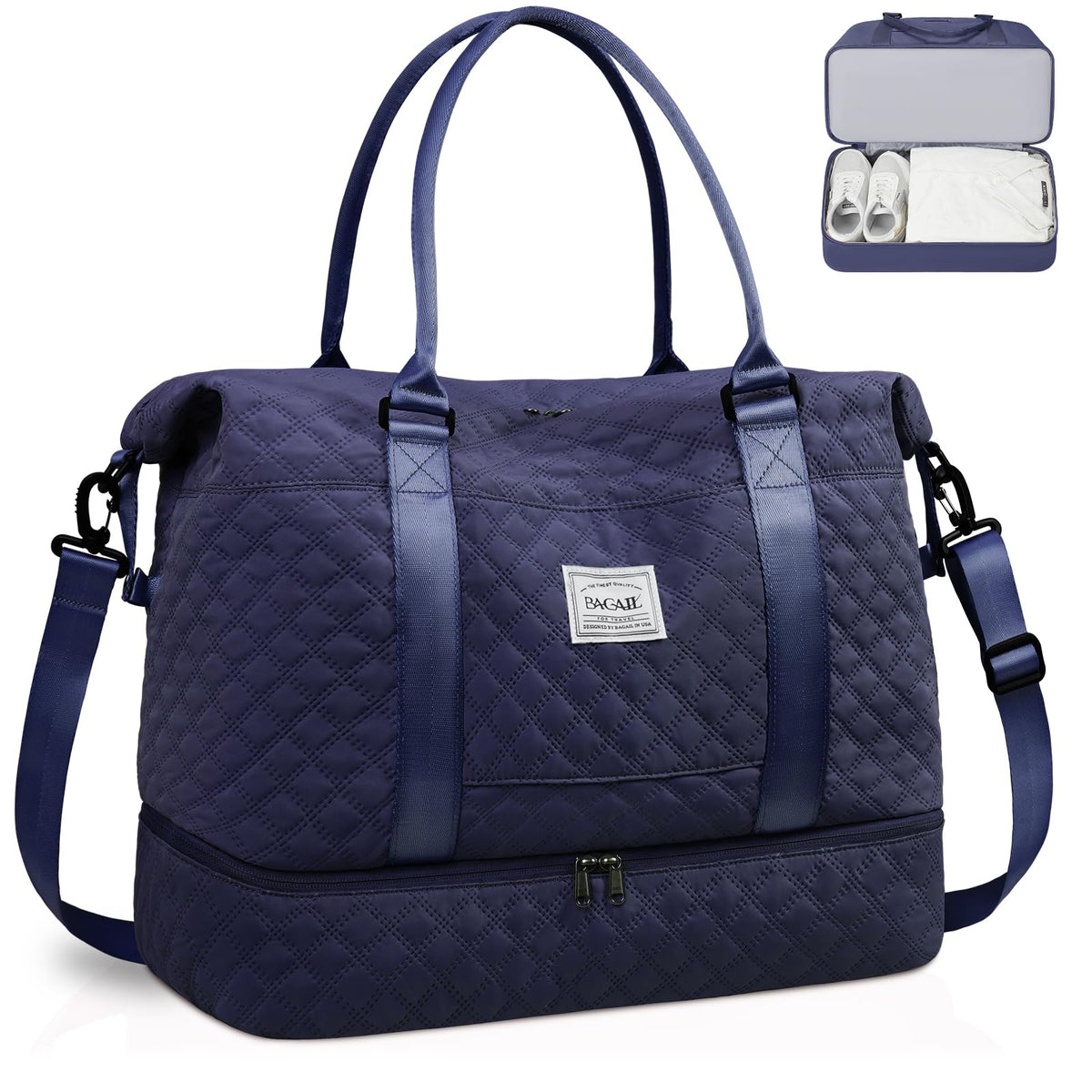 BAGAIL Travel Duffel Bag, Weekender Bags for Women, Overnight Gym Carry On Tote Bag with Wet Pocket, Hospital Mom Bag for Labor and Delivery - Extra Large Set, Beige