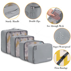 BAGAIL 6 Set Packing Cubes Luggage Packing Organizers for Travel Accessories (Beige)
