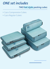 Bagail Ultralight Packing Cubes 7 Set, 3 Compression Packing Cubes 3 Packing Organizers With 1 Shoe Bag-Beige Mesh