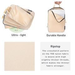 Bagail Ultralight Packing Cubes 7 Set, 3 Compression Packing Cubes 3 Packing Organizers With 1 Shoe Bag-Beige Mesh