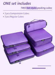 Bagail Ultralight Packing Cubes 7 Set, 3 Compression Packing Cubes 3 Packing Organizers With 1 Shoe Bag-Beige Mesh