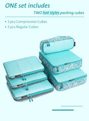 Bagail Ultralight Packing Cubes 7 Set, 3 Compression Packing Cubes 3 Packing Organizers With 1 Shoe Bag-Beige Mesh