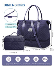 BAGAIL Travel Duffel Bag, Weekender Bags for Women, Overnight Gym Carry On Tote Bag with Wet Pocket, Hospital Mom Bag for Labor and Delivery - Extra Large Set, Beige