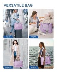 BAGAIL Travel Duffel Bag, Weekender Bags for Women, Overnight Gym Carry On Tote Bag with Wet Pocket, Hospital Mom Bag for Labor and Delivery - Extra Large Set, Beige