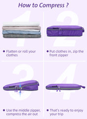 Bagail Ultralight Packing Cubes 7 Set, 3 Compression Packing Cubes 3 Packing Organizers With 1 Shoe Bag-Beige Mesh