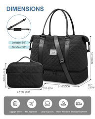 BAGAIL Travel Duffel Bag, Weekender Bags for Women, Overnight Gym Carry On Tote Bag with Wet Pocket, Hospital Mom Bag for Labor and Delivery - Extra Large Set, Beige
