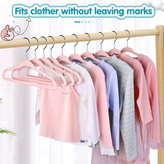 BAGAIL Kids Velvet Hangers 11 Inches Children's Clothes Hangers Non-Slip Baby Hangers for Infant/Toddler (Black,50pack)