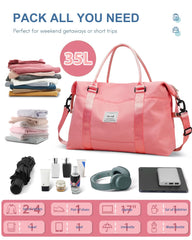BAGAIL Travel Duffel Bag, Weekender Bags for Women, Overnight Gym Carry On Tote Bag with Wet Pocket, Hospital Mom Bag for Labor and Delivery - Extra Large Set, Beige