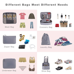 BAGAIL 6 Set Packing Cubes Luggage Packing Organizers for Travel Accessories (Beige)