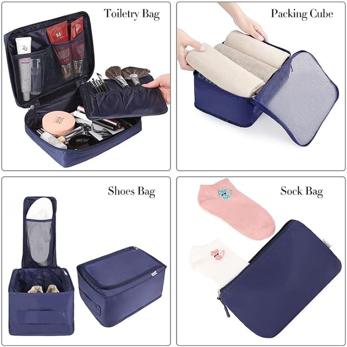 Packing Cubes Luggage Packing Organizers with Laundry Bag and Shoe Bag (8Set) Cream