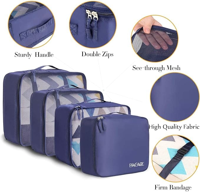 8 Set Packing Cubes for Suitcases, kingdalux Travel Luggage Packing  Organizers with Laundry Bag, Compression Storage Shoe Bag, Clothing  Underwear Bag