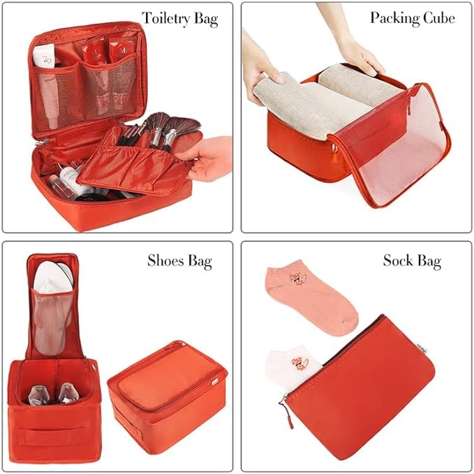 8 Set Travel Packaging Cube,foldable Lightweight Luggage Storage Bag,travel  Gear With Toiletries Cosmetic Clothes Shoe Bag