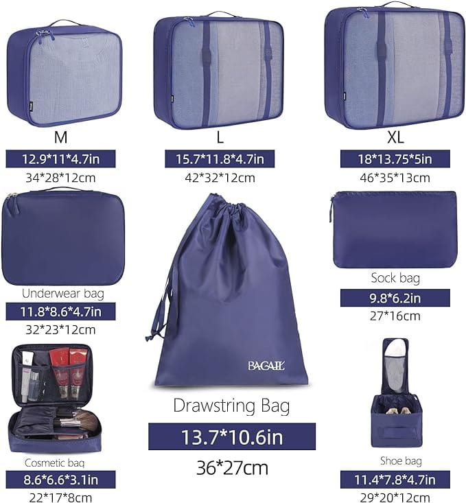 6Pcs Travel Luggage Organizer Set Makeup Storage Bags Clothing