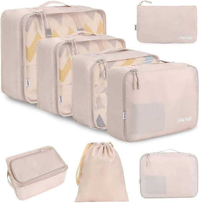 8 Set Packing Cubes Luggage Packing Organizers BAGAIL STORAGE_BAG Cream