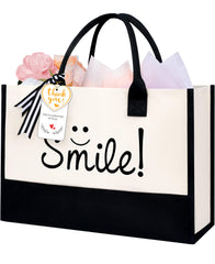 BAGAIL Initial Tote Bag, Personalized Birthday Gifts for Women, Teacher, Friends, Mom, Wedding, Monogrammed Beach Bag(1pcs-Ivory, S)