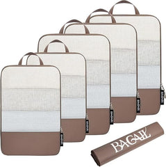 BAGAIL 4 Set/6 Set Ultralight Compression Packing Cubes Packing Organizer for Travel Accessories Luggage Suitcase Backpack(70D FullMesh 6Set Black)