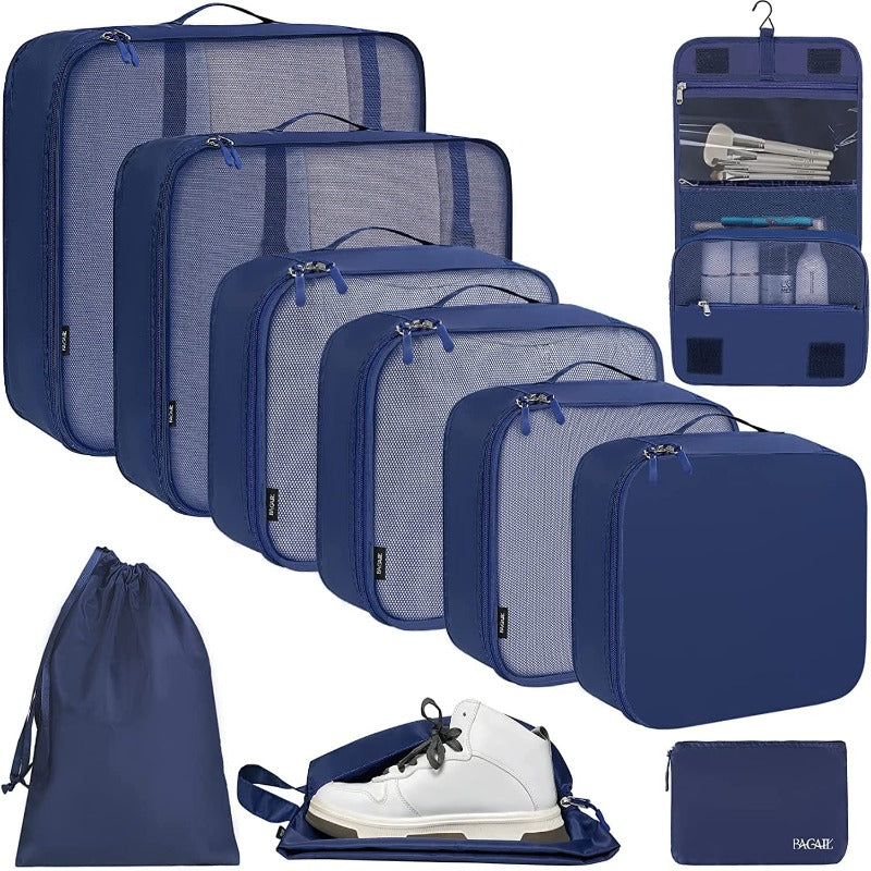 BAGAIL 10 Set Packing Cubes Various Sizes Packing Organizer for Travel Accessories Luggage Carry On Suitcase- Bagail STORAGE_BAG Navy Blue