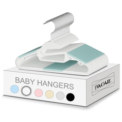 BAGAIL 12.6” Kids Plastic Hangers S-Slide 50 Pack Non-Slip Hangers 360° Swivel Hook Protect Collar Space Saving for Children Infant/Toddler Pants Coat-Light Blue BAGAIL CLOTHES_HANGER White / 50Pack / S-slide