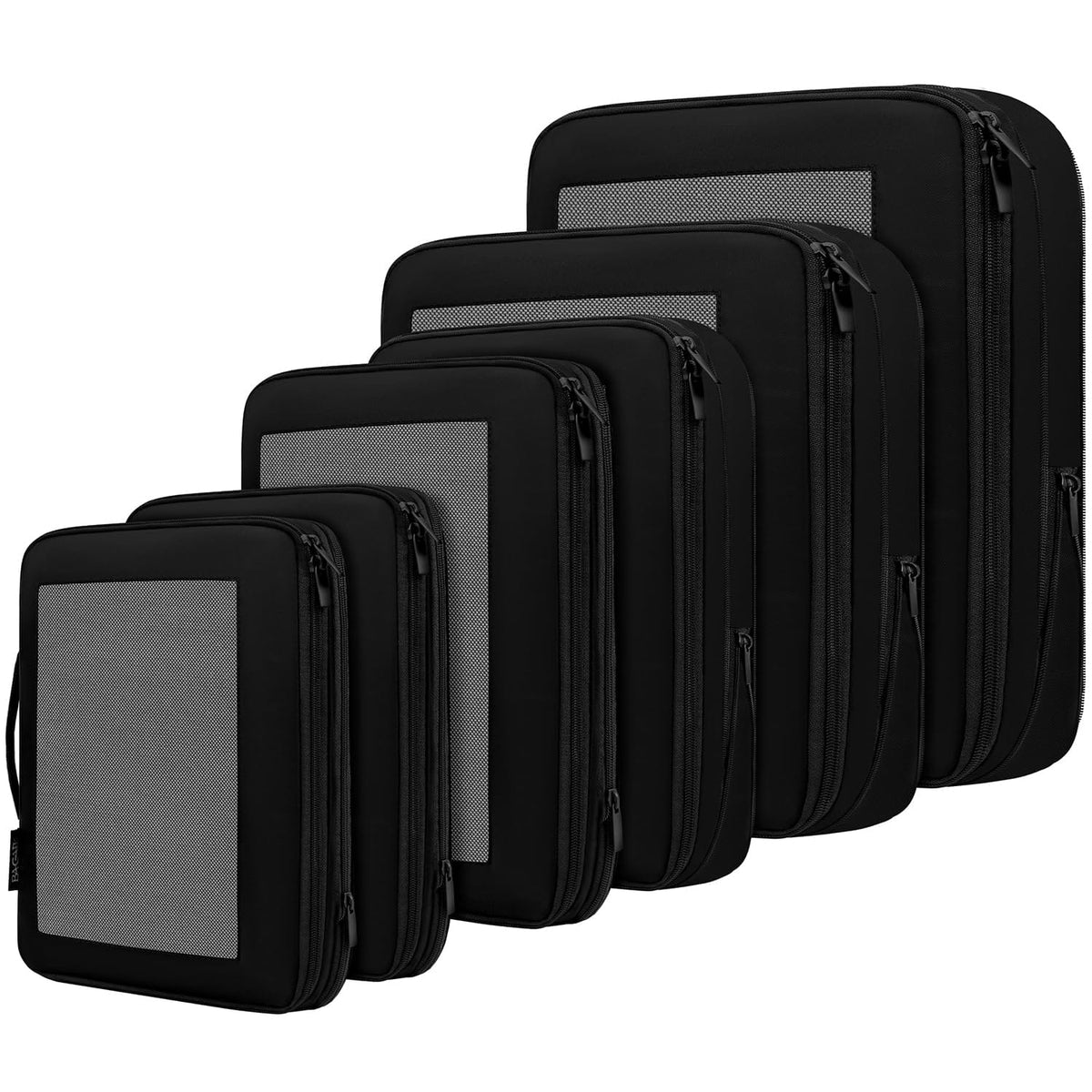 BAGAIL 4 Set/6 Set/8 Set Compression Packing Cubes Travel Accessories Expandable Packing Organizers(Beige SquareMesh 6 Set) Bagail STORAGE_BAG 06-Black / Square Mesh