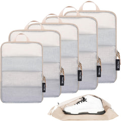 BAGAIL 4 Set/6 Set Ultralight Compression Packing Cubes Packing Organizer for Travel Accessories Luggage Suitcase Backpack(70D FullMesh 6Set Black) Bagail STORAGE_BAG 6-Cream / 70D-Full Mesh