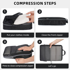 BAGAIL 4 Set/6 Set Ultralight Compression Packing Cubes Packing Organizer for Travel Accessories Luggage Suitcase Backpack(70D FullMesh 6Set Black) Bagail STORAGE_BAG